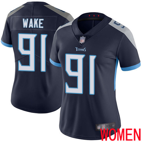Tennessee Titans Limited Navy Blue Women Cameron Wake Home Jersey NFL Football #91 Vapor Untouchable->women nfl jersey->Women Jersey